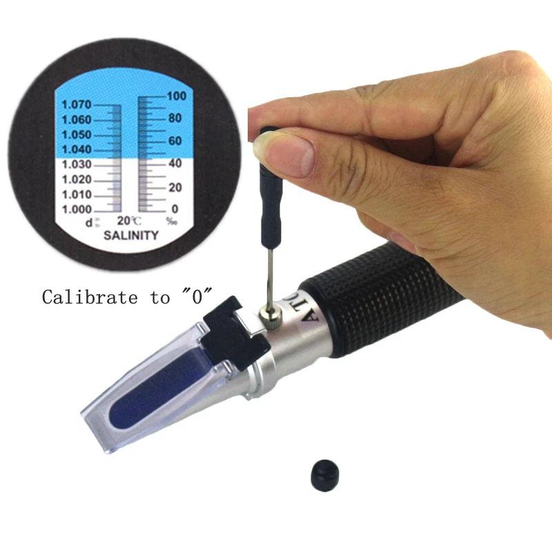 0~10% Salinity Refractometer Salt Meter Optical Salometer 1.000-1.070SG for Aquarium Seawater Salinity Tester