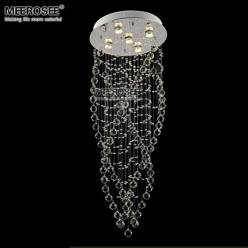 Modern Crystal Ceiling Light Round Crystal Lamp for foyer Living room Spiral Crystal Drop Lighting