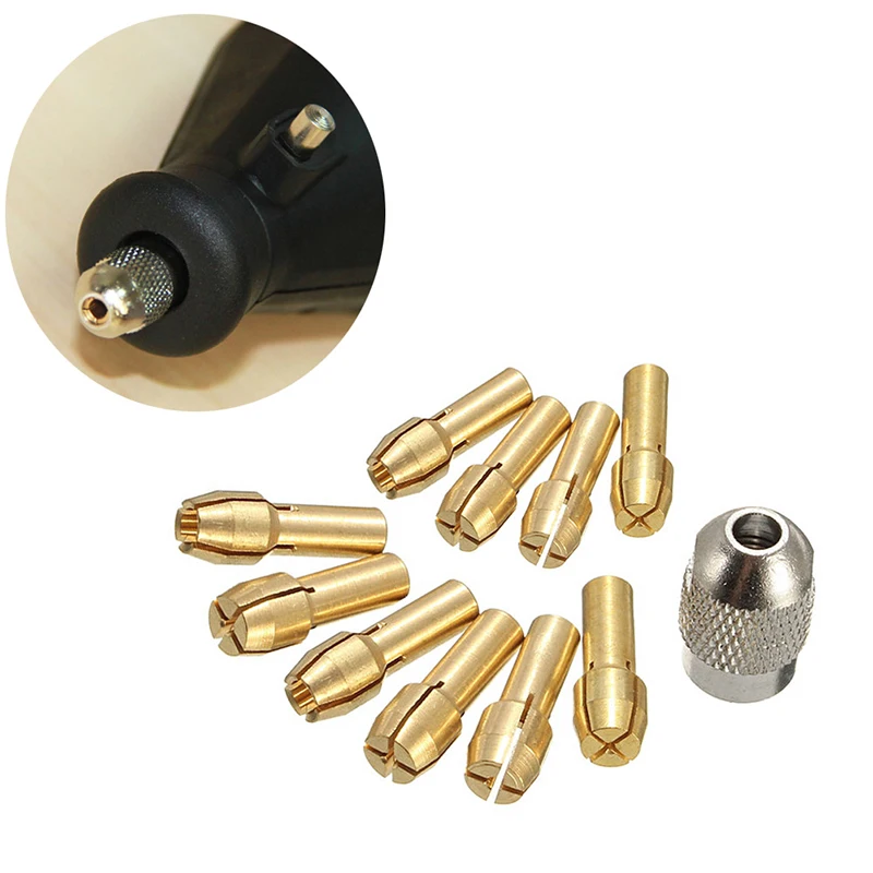 OOTDTY 10 ชิ้น 0.5-3.2 มิลลิเมตร Brass Drill Chuck Collet Bits 4.3 มิลลิเมตรสำหรับเครื่องมือโรตารี่ Dremel