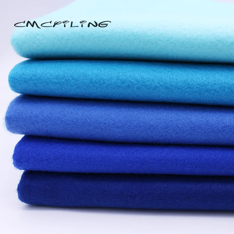 CMCYILING Blue Series Soft Felt Fabric For Needlework DIY Sewing Dolls Crafts, Non-woven, Polyester Cloth 45*110CM