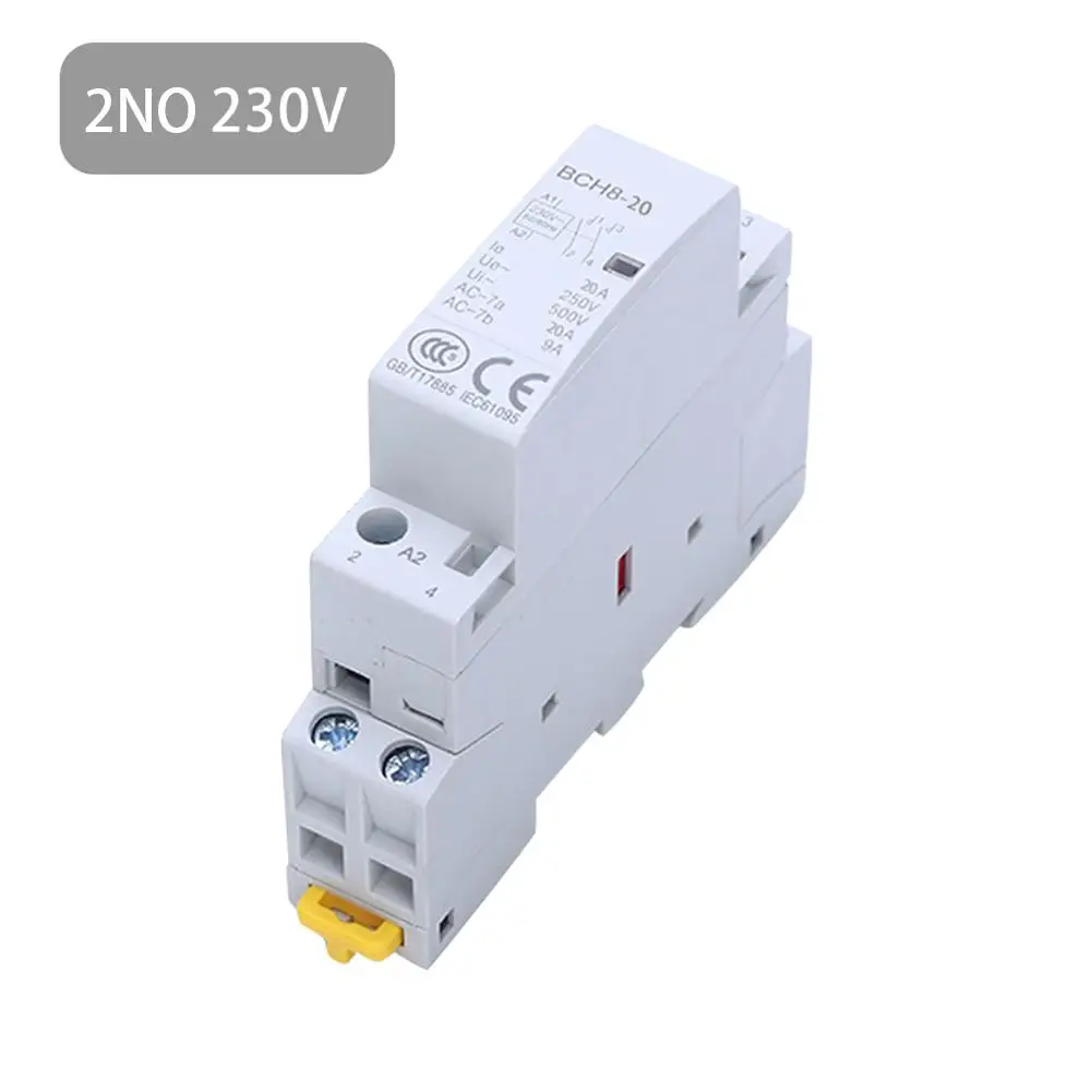 AC Contactor 2P 20A 230V 2NO 60HZ Din Rail Household Durable AC Modular Contactor Relay for Household Home Hotel Resturant