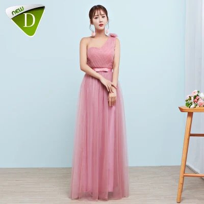 N085 Custom Made V Neck szata Longue słodka pamięć kobiety długie różowe sukienki druhen zasznurować wesele Vestido Vetement Femme