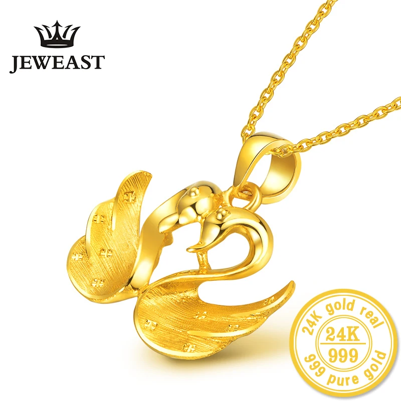 HMSS 24K Pure gold fine Jewelry pendants female models two swans  excluding necklaces 2023 new hot sale trendy party good nice