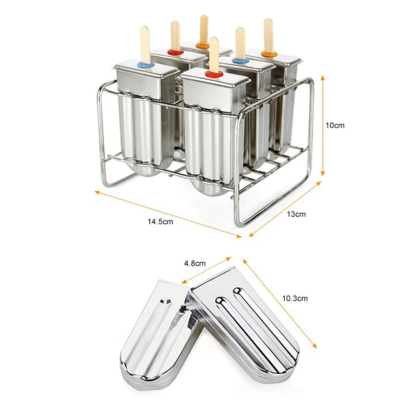 UPORS Popsicle Mold Stainless Steel Ice Cream Mold with Popsicle Holder Rack Ice Lolly Mold Homemade Frozen Lolly Popsicle Maker