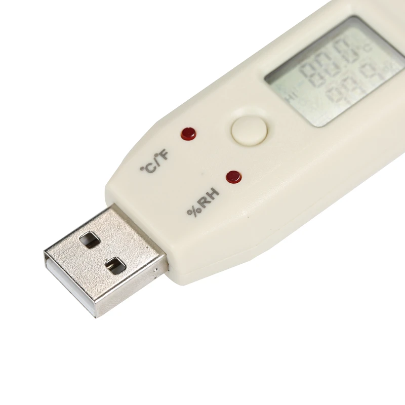 مسجل درجة الحرارة والرطوبة الرقمي الصغير USB ، مسجل بيانات درجة الحرارة والرطوبة مع علامة تجارية ، LCD ، 30 ~ 80 درجة مئوية