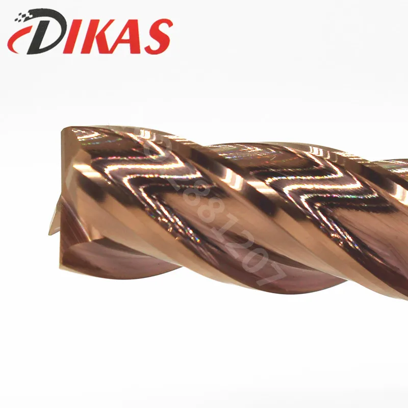 Dikas55HRC-مطحنة نهاية مربعة مسطحة ، 4 فلوت ، طلاء نانو 1.5 مللي متر ، لآلة الطحن عالية السرعة ، مادة كربيد d1.5 * D4 * 50L * 4F