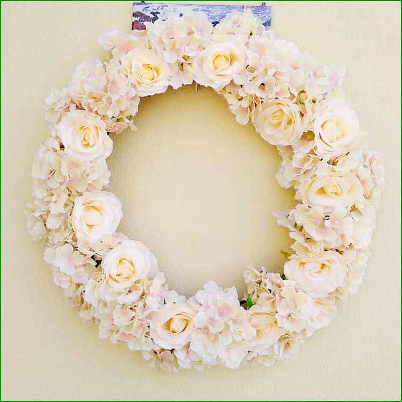 Artificial Door Knocker Garland  Simulation Silk Rose Flowers Wreath Foam Straw Garland Wedding Decoration Home Party Decor