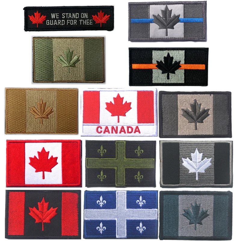 Embroidered Canada Flag Quebec Patch Canadian Maple Leaf Armband Flag Embroidery Patches For Clothing Backpack