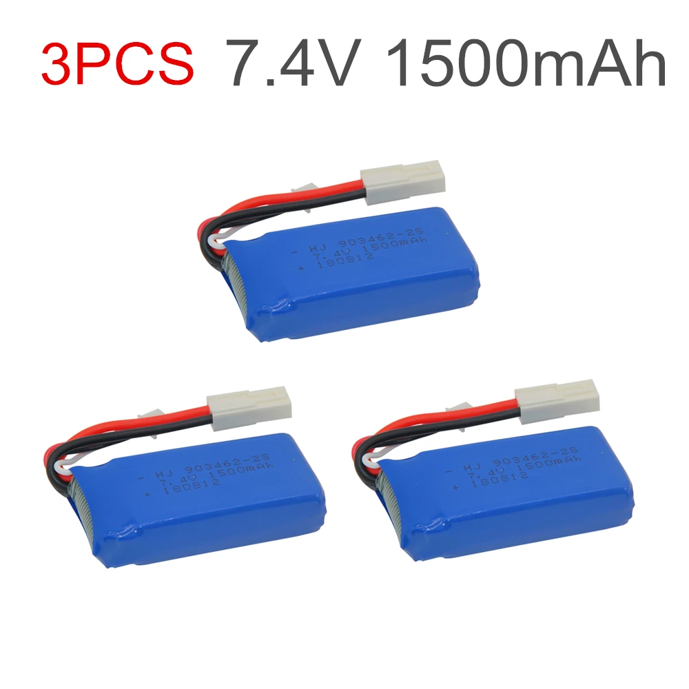 

3PCS 7.4V 1500mAh battery For FT009 Remote controlboat speedboat battery 903462 7.4V 1500mah EL EL-2P PLUG