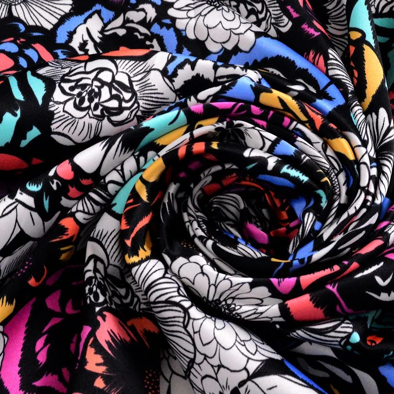 [BYSIFA] Brand Black Ladies Silk Scarf 2017 New 90*90cm Matt Satin Square Scarves Fashion Accessories Spring Autumn Silk Scarf