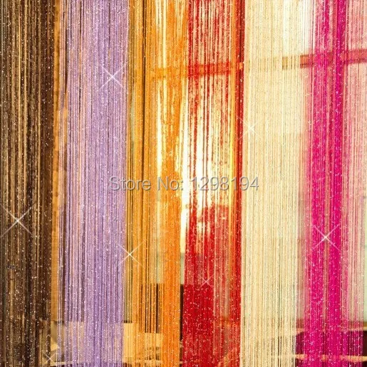 Decoratieve zilveren string gordijn 200*100 cm/300*300 cm deur window tassel gordijn volant scheidingswand bruiloft diy home decor