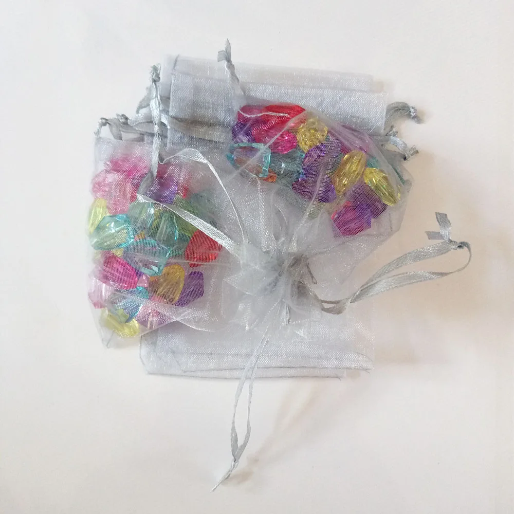 1000 Uds. Bolsas de regalo grises para joyería y embalaje bolsa de Organza bolsa con cordón bolsas de exhibición de almacenamiento de viaje para boda/mujer