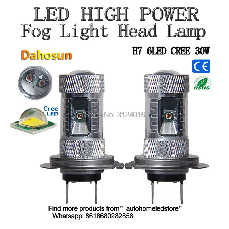 2PC X dahosun Play&plug H7 16W 30W Bulb LED for Automotive Light