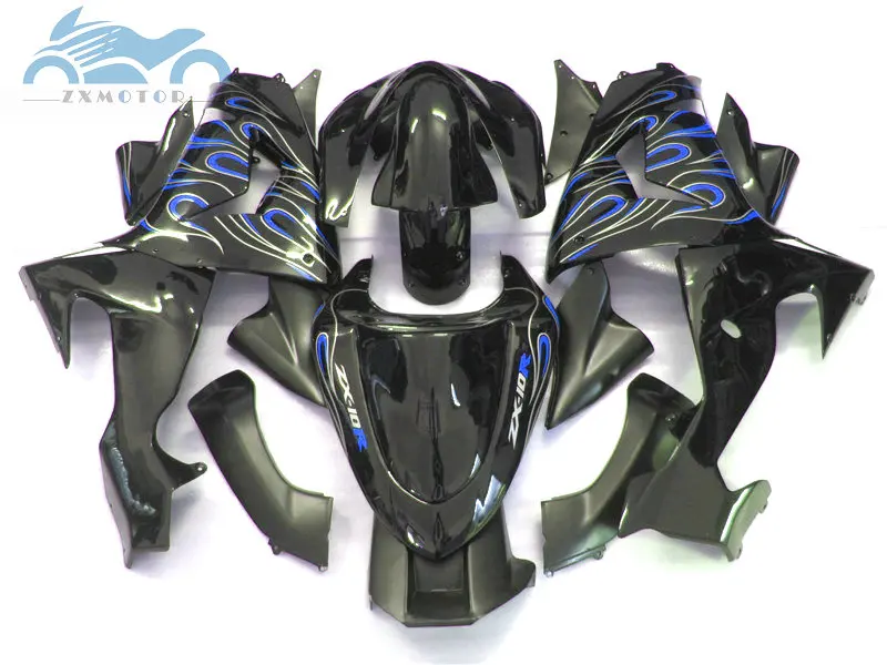 Upgrade your fairings kit for KAWASAKI Ninja 2006 2007 ZX10R motorcycle sports racing fairing kits ZX 10R 06 07 blue flames sets