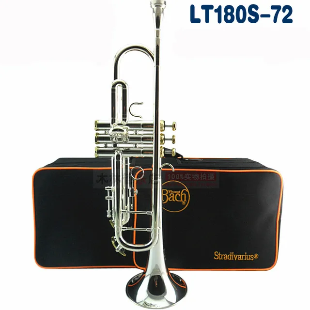 Bach Bb Trumpet LT180S-72 Professional Instruments Silver Plated Yellow Brass High Quality Musical Instrument Bb Trompeta