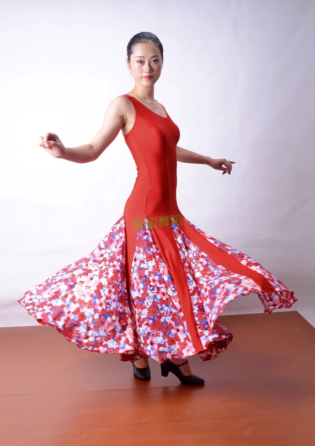 Professional Long Flamenco Skirts Women Ladies Red Black Flamenco Dance Costume Spanish Flamenco Dress