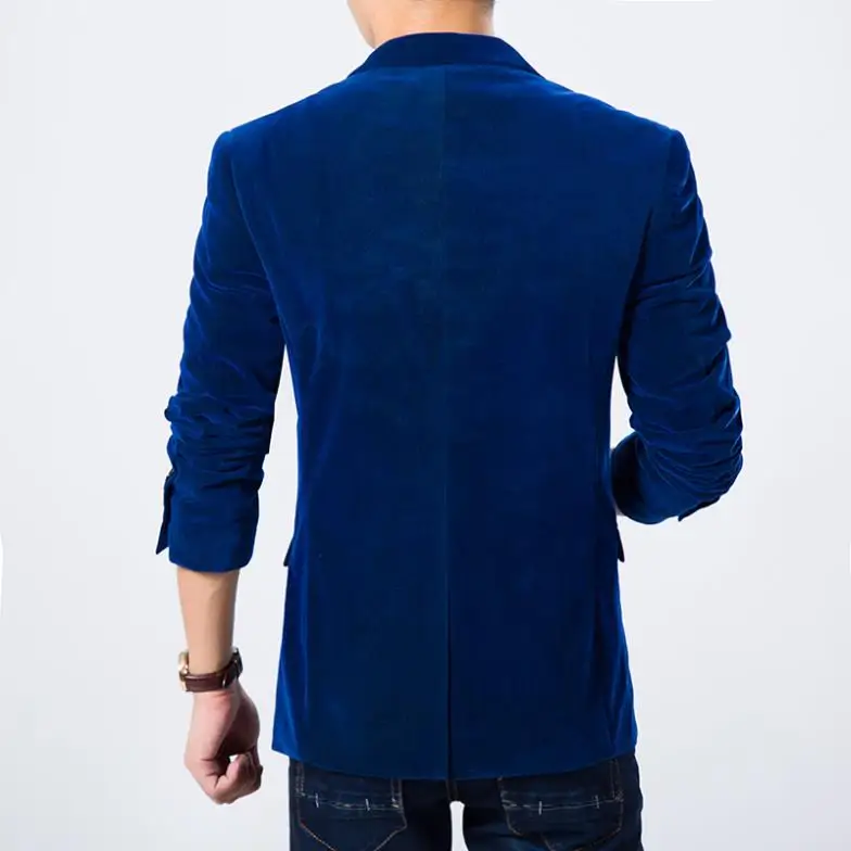 Mens blazer hochwertigen anzug jacke korean fashion samt blau blazer Männlichen beiläufigen jacke einreiher plus größe 6XL auf verkauf