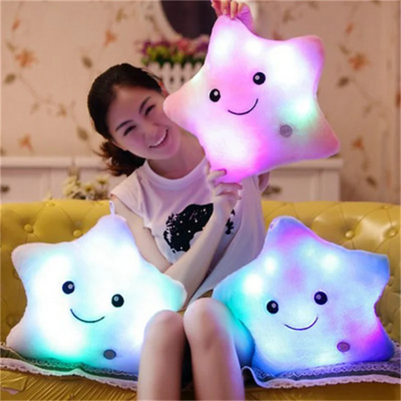 New Glow In The Dark Toys kids Luminous Star Soft Stuffed Plush Cotton Pillow Toy Led Light Glowing Pillow Child Gift Toys