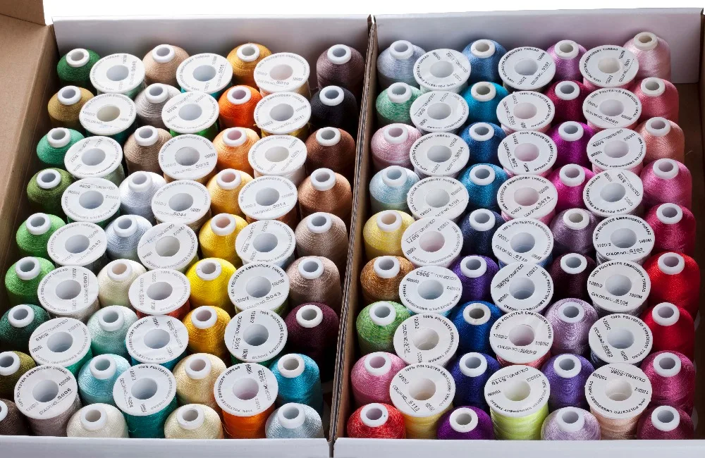 Popular Simthread 120 colors Polyester Embroidery machine thread 1100 Yards Each as home machine embroidery/quilting thread