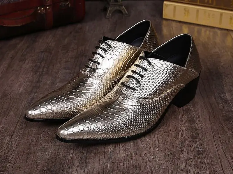 Pointed Toe Lace Up Men Luxury Genuine Leather Red Wedding Shoes Men's High Heels Party Dress Shoes Print Flowers Fashion Shoes