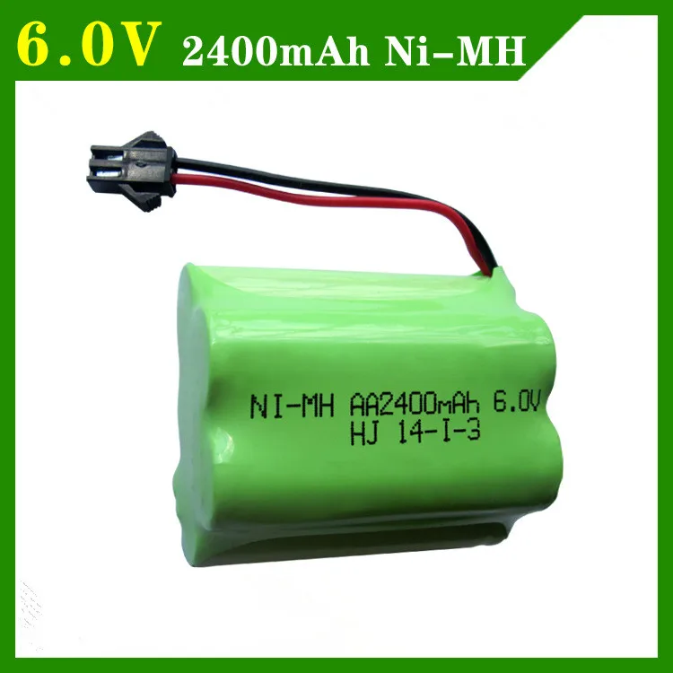 Batería de 6v ni-mh de 2400mah, paquete de batería nimh de 6v, tamaño AA, recargable ni mh para iluminación de coche rc, herramientas eléctricas de juguete