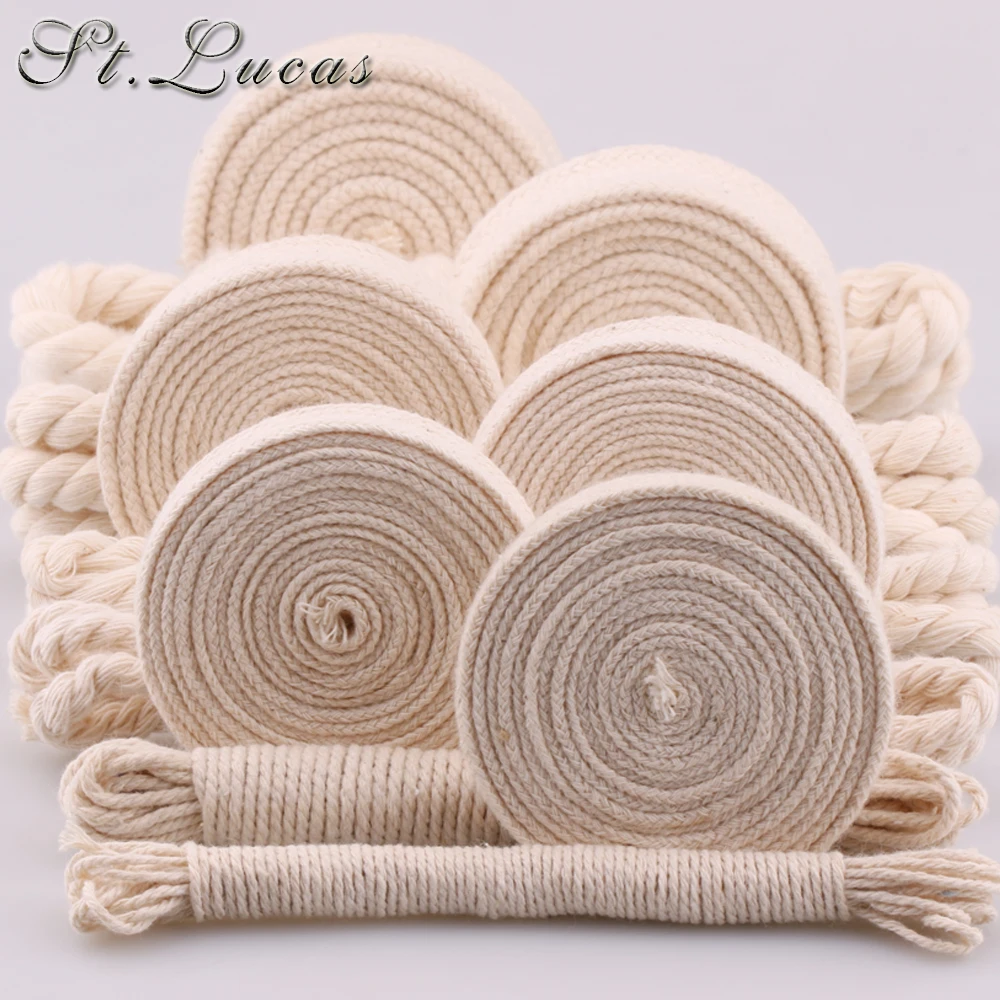 5yd/lot high strength natural color  round flat Rope 100% cotton Cords for home handmade garment accessories Craft Projects