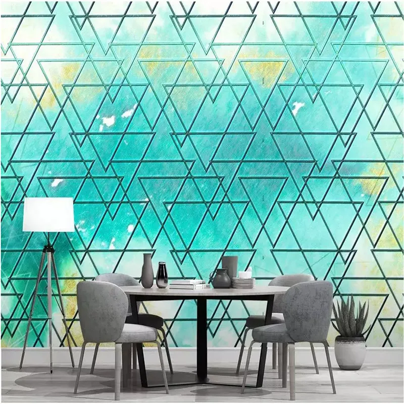 

Custom Wall Paper 3D Modern Blue Geometric Lines Mural Wallpapers for Living Room Bedroom TV Background Wall Papers Home Decor