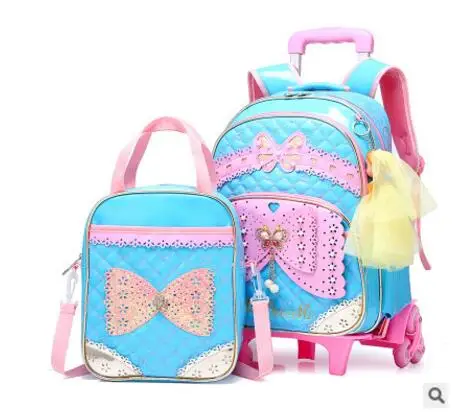 Student School Bag On wheels Children luggage Rolling Bags wheeled  Backpacks bag for Girls Travel Trolley backpack bags for kid