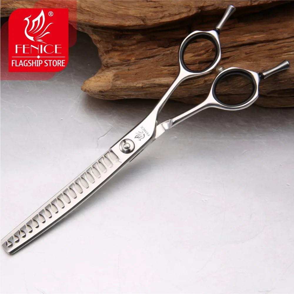 Fenice Professional JP440c 6.5 inch High quality big tooth cut dog hair Grooming Curved thinner thinning shears Scissors