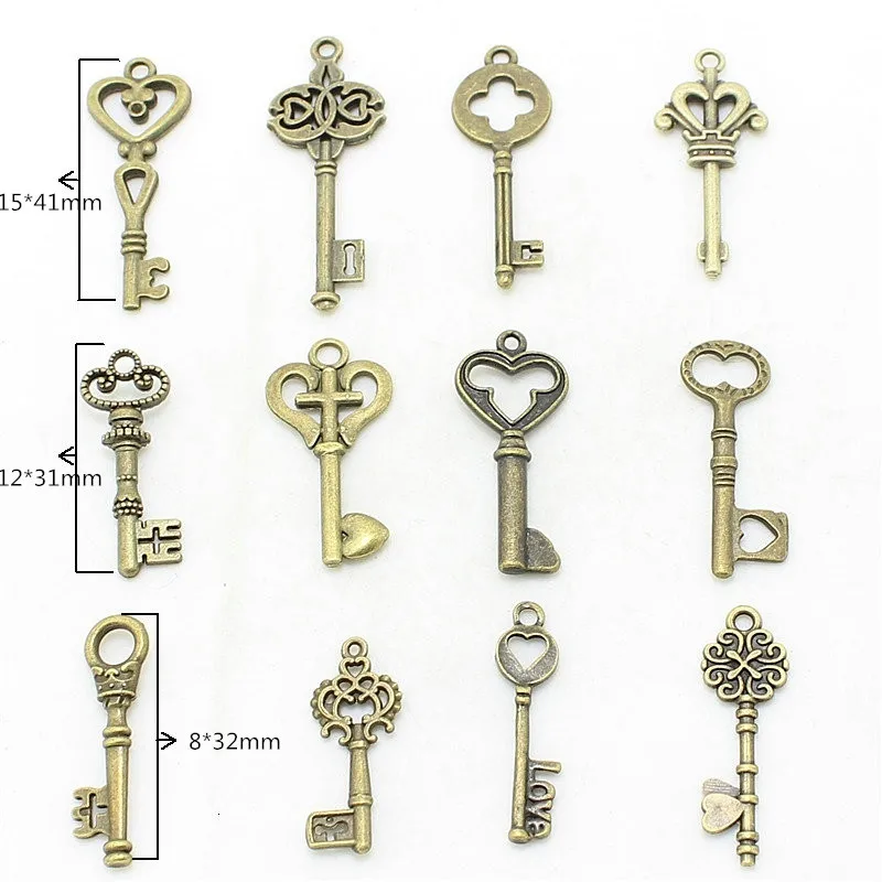 Sweet Bell 40pcs Mixed Small Keys Charms Vintage Bronze Metal Zinc Alloy Fine Trendy DIY Jewelry Pendant Making