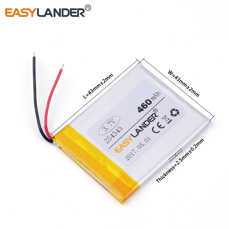 3pcs /Lot 3.7V 254343 460mAh Rechargeable Lithium Li-ion Polymer Battery for Meizu MINI Play M6 sl / TL edition