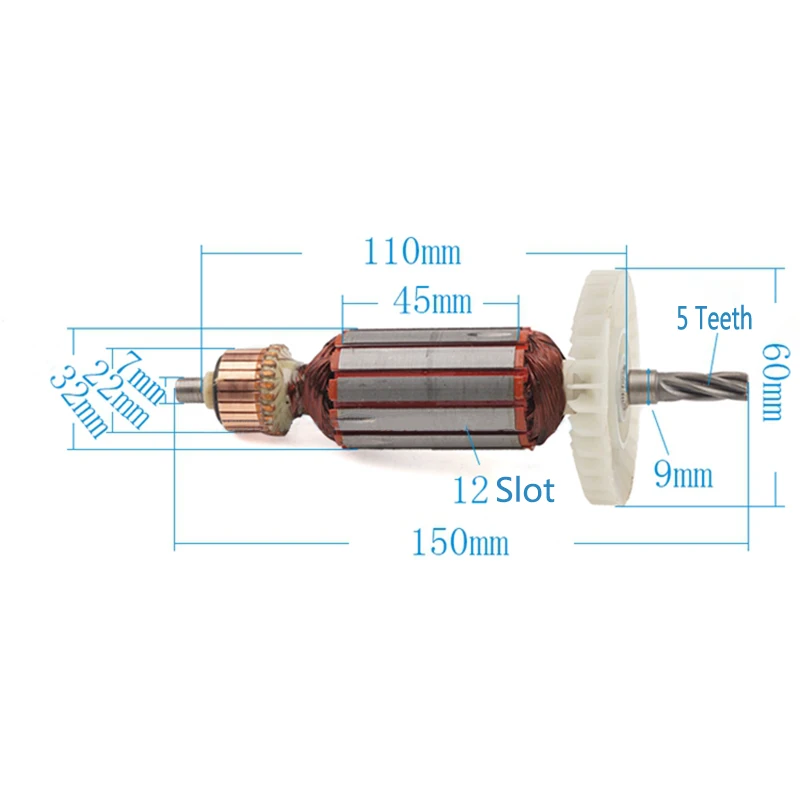 Replacement AC220V-240V 5 teeth Hammer drill Armature Rotor for MAKITA HR2440 HR2440F HR2450 HR2450F HR2453,High-quality!