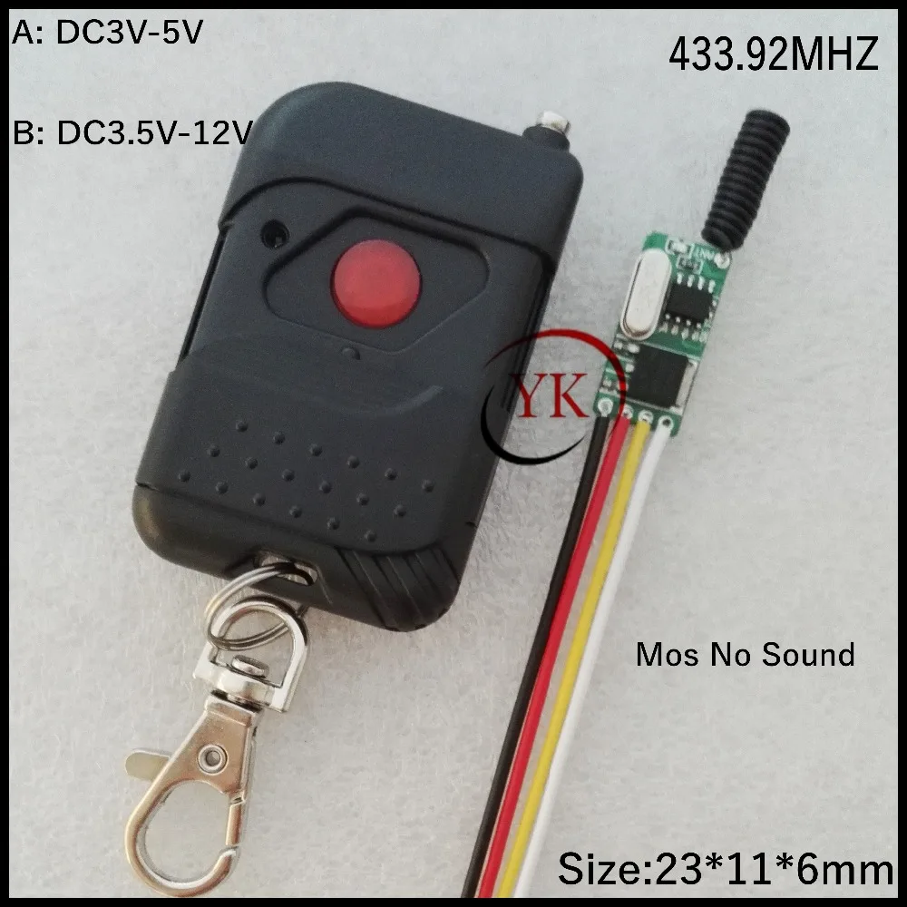 

DC3.6V-DC12V Radio Receiver+Transmitter 3.7V 4.5V 5V 6V 9V 12V Remote Control Switch Mos Receiver no Sound Input Voltage Output