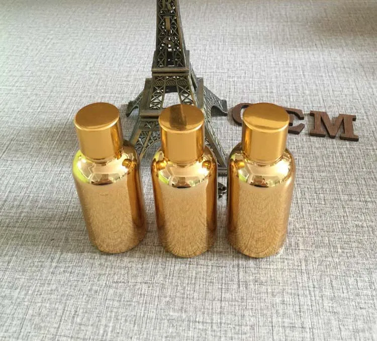 

Golden luxury 20ml essential oil sample bottle with aluminum screw cap wholesale,special 20ml glass essential oil perfume bottle