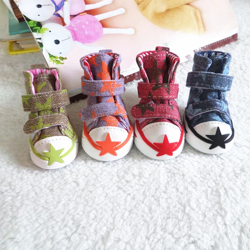 Hot sale pet dog shoes cute stars puppy boot outdoor Casual canvas Sneakers Teddy small dogs shoes ZL248