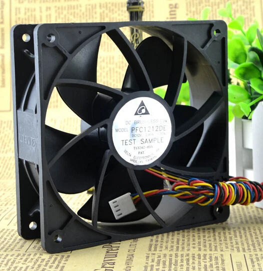 The new 120*120*38 12V 2.65A Delta PFC1212DE-DD40 12CM dual ball violence four line fan