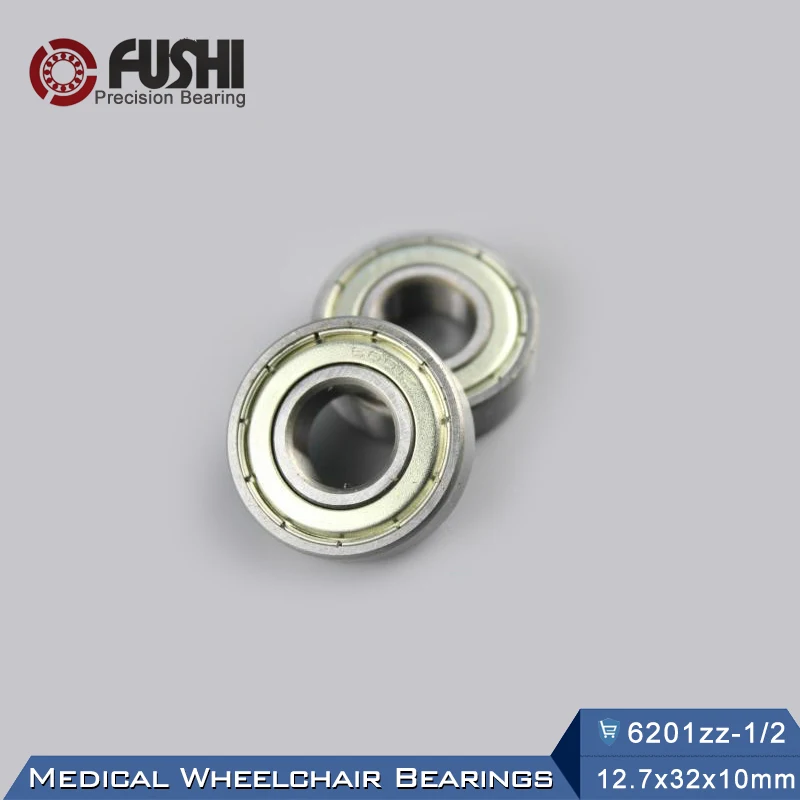 Wheelchair Rear Wheel Drum Bearing ID 1/2 inch ( 2 Pcs ) 12.7x32x10 mm Wheelchair Accessories 6201 ZZ Pressure Wheel Bearings