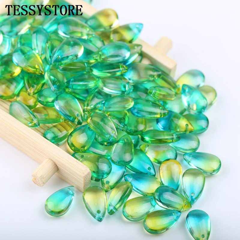 10pcs Czech Teardrop-shaped Lampwork Beads Multi Gradient Color Glass Beads For Jewelry Making Earrings Handmade DIY Accessories