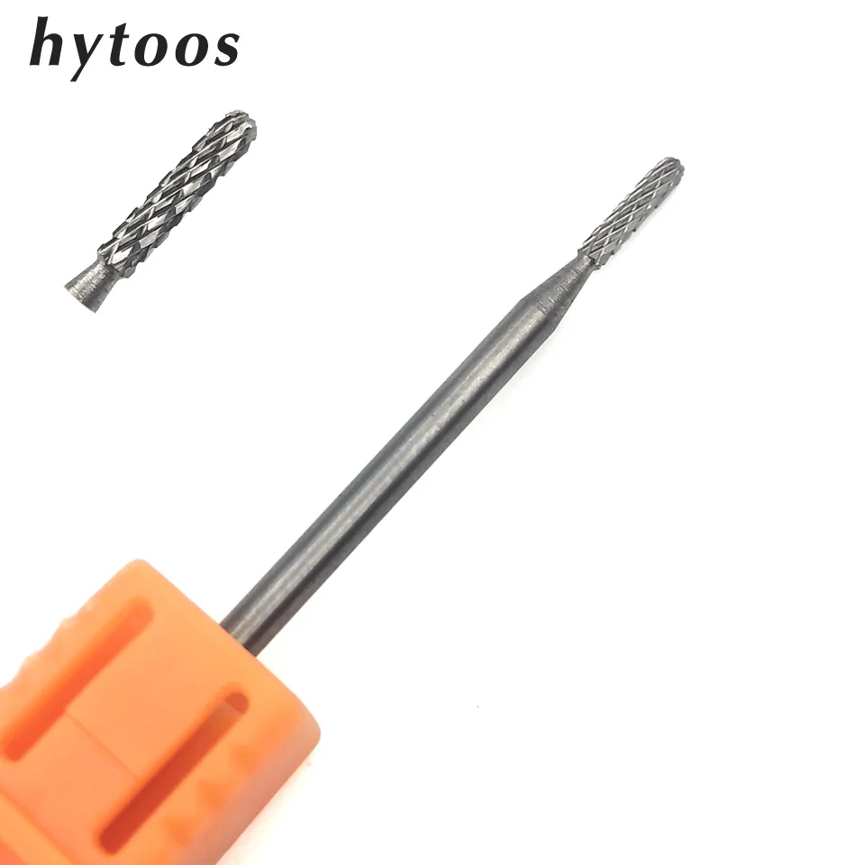 HYTOOS New Tungsten Carbide Nail Drill Bit 3/32" Rotary Burr Bits For Manicure Nail Drill Accessories Milling Tools-C01508S