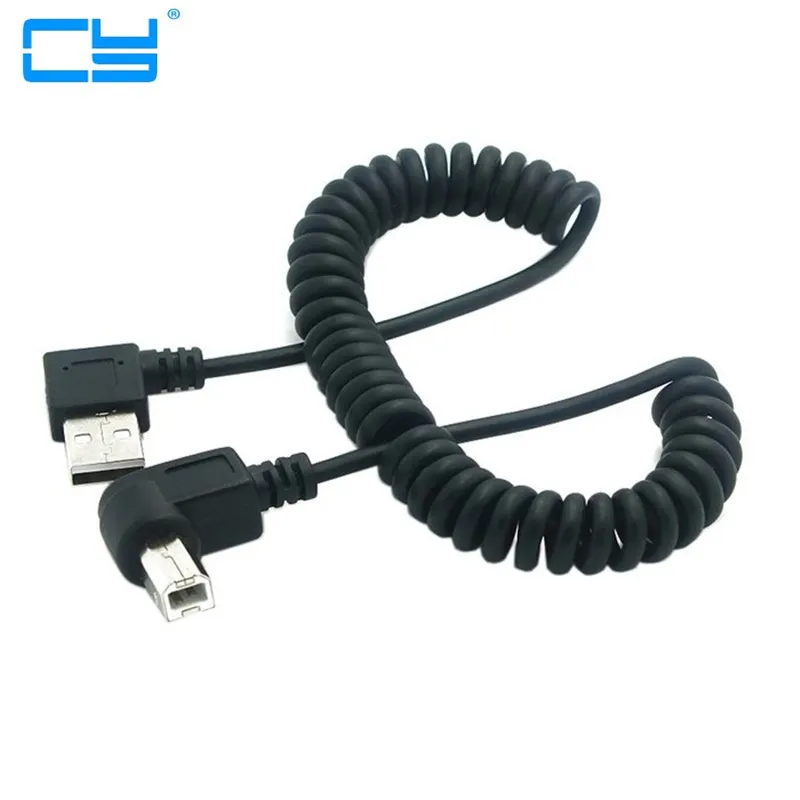 100cm Right Angled USB 2.0 A Male to B Angled Male 90 degree Stretch Cable for Printer Scanner & Hard Disk