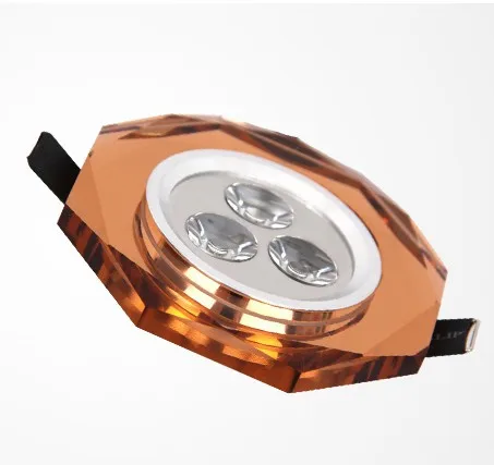 high quality warm & cool white crystal recessed led downlight 3w 110V 220V home lamp 3 years warranty