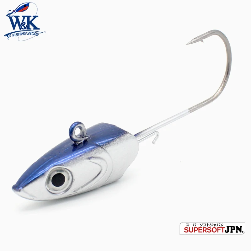 Wk Sterke 8/0 90G En 6/0 60G Jig Haken Big Jig Hoofd Voor Zachte Lokken Gewogen Vishaken kleurrijke Jigs