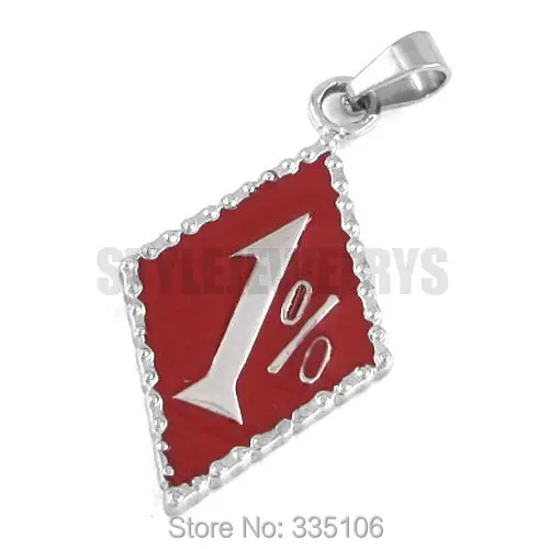 Wholesale Black Red Blue Yellow One Percent Pendant Stainless Steel Jewelry Classic 1% ER Biker Mens Women Pendant SWP0063A