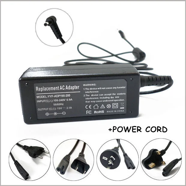 Laptop Power Supply 19V 2.1A 40W AC Adapter Charger For Ordenador Portatil Asus 1006PT 1008HA 1015PX 1015BX 1015CX 04G26B001050