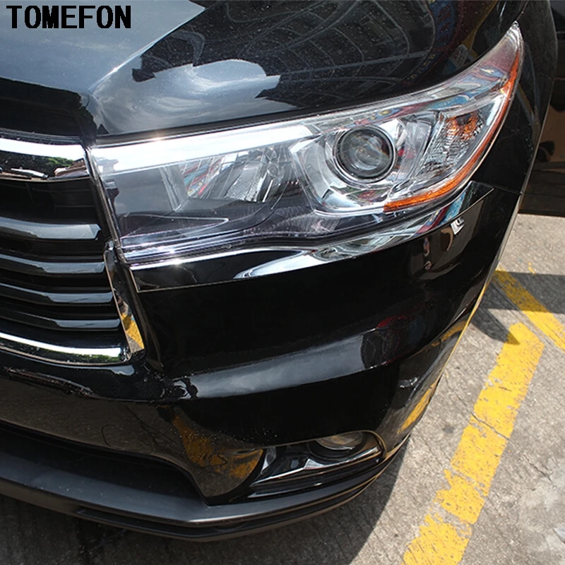 TOMEFON Auto Styling For Toyota Highlander Kluger XU50 2014 2015 ABS Chrome Front Rear Head Lamp Light headlamp Eyelid Trim