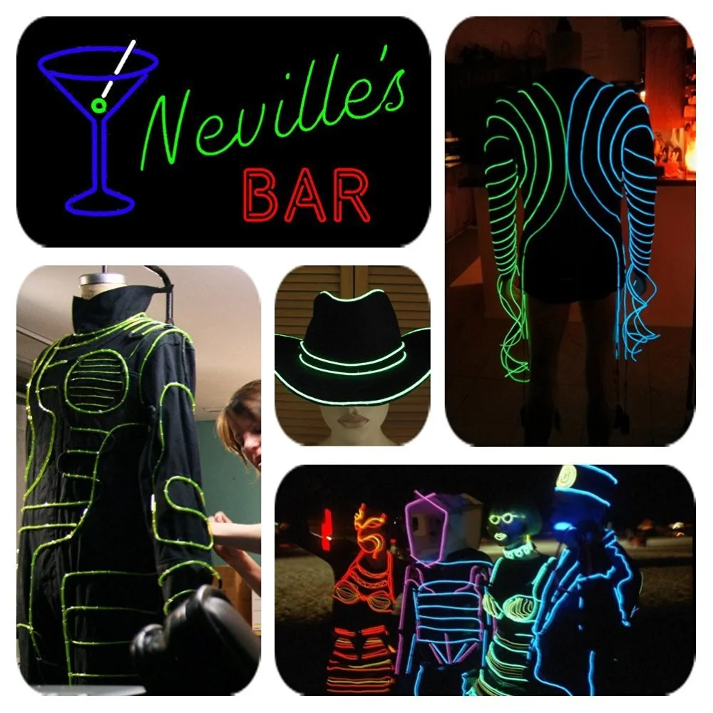 

1M Flexible Neon Light EL Electro Luminescent Wires Car Decoration House Club Holiday Party Decor Cosplay Dress