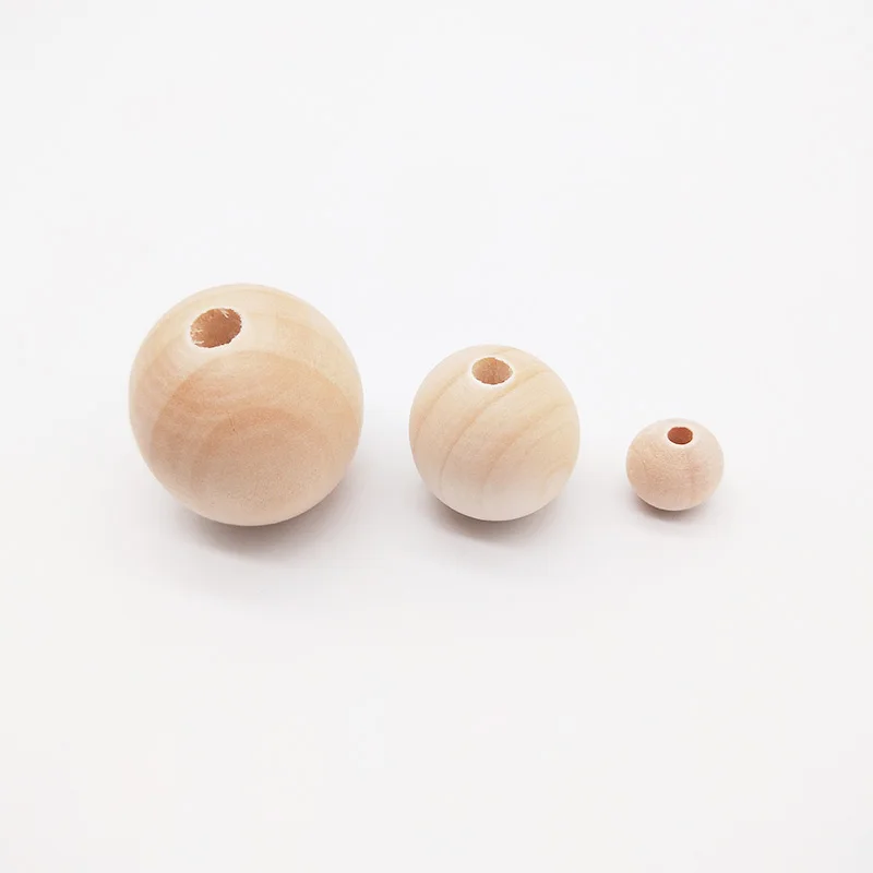 Pick-Cuentas de madera de bola Natural de 8-30mm, espaciador de madera respetuoso con el medio ambiente, pulsera de dijes DIY, accesorios para hacer