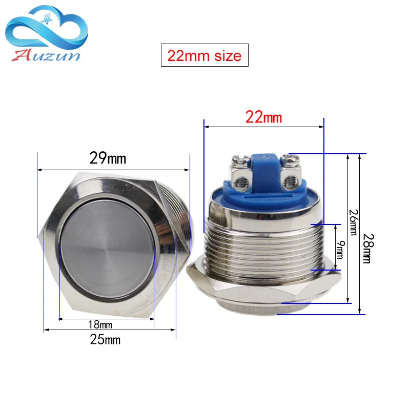 12/16/19/22MM High Quality Metal push button switch Reset Button Doorbell Switch Screw Pin Waterproof