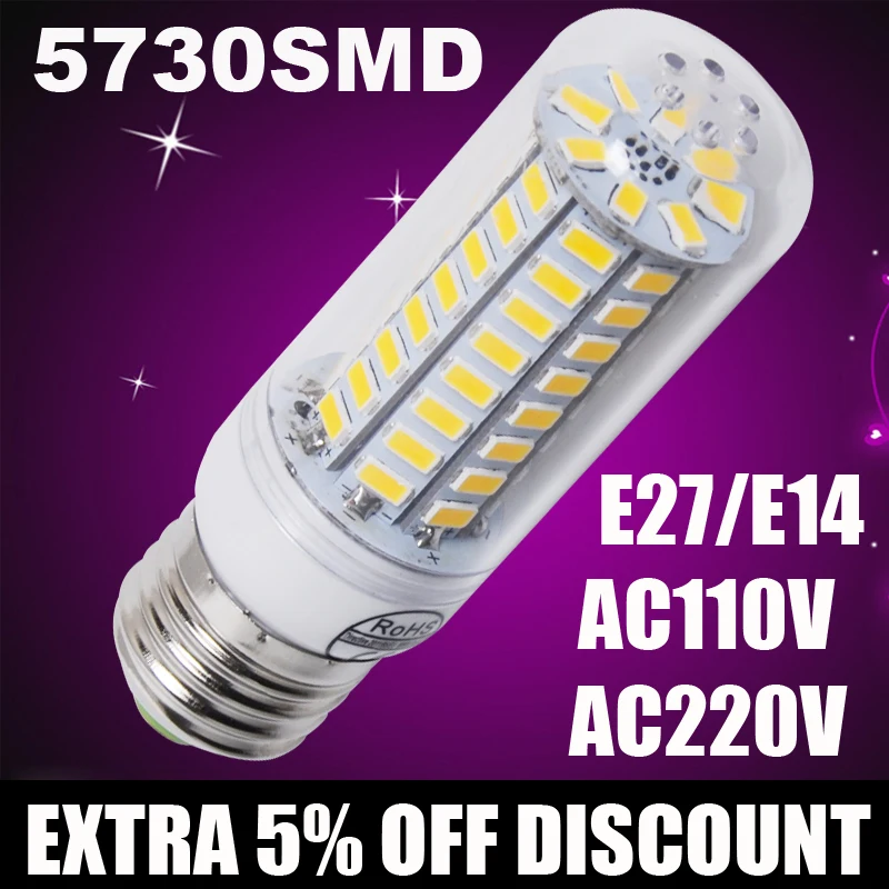 E27 LED Bulb E14 LED Lamp 220V Corn Bulb Warm White Cold White 24 36 48 56 69 72LEDs Home Modern Living Room LED Light bulb 110V