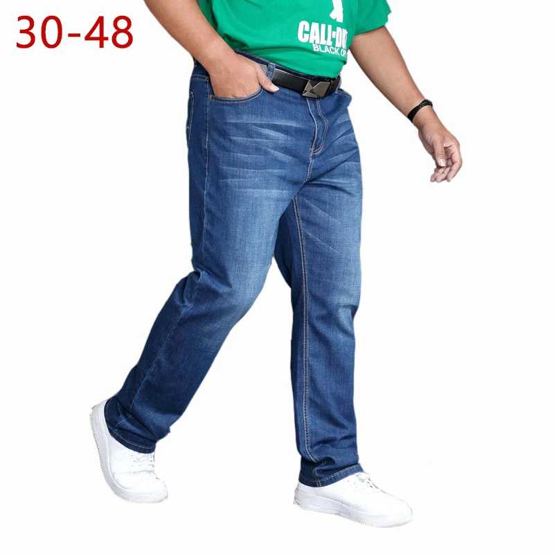

30-48 Big Size Thin Jeans Men Baggy Straight Fashion Denim Men Jean Masculina Man Long Trousers Casual Male Denim Classic HLX153